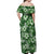 Hawaiian Quilt Pattern Off Shoulder Maxi Dress Hibiscus and Tribal Element Vintage Green Vibe LT03 - Polynesian Pride