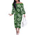 Hawaiian Quilt Pattern Off The Shoulder Long Sleeve Dress Hibiscus and Tribal Element Vintage Green Vibe LT03 Women Green - Polynesian Pride