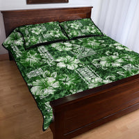 Hawaiian Quilt Pattern Quilt Bed Set Hibiscus and Tribal Element Vintage Green Vibe LT03 - Polynesian Pride