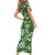 Hawaiian Quilt Pattern Short Sleeve Bodycon Dress Hibiscus and Tribal Element Vintage Green Vibe LT03 - Polynesian Pride