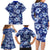 Hawaiian Quilt Pattern Family Matching Long Sleeve Bodycon Dress and Hawaiian Shirt Hibiscus and Tribal Element Vintage Blue Vibe LT03 - Polynesian Pride