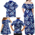 Hawaiian Quilt Pattern Family Matching Off Shoulder Maxi Dress and Hawaiian Shirt Hibiscus and Tribal Element Vintage Blue Vibe LT03 - Polynesian Pride