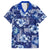 Hawaiian Quilt Pattern Family Matching Off Shoulder Short Dress and Hawaiian Shirt Hibiscus and Tribal Element Vintage Blue Vibe LT03 Dad's Shirt - Short Sleeve Blue - Polynesian Pride