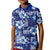 Hawaiian Quilt Pattern Kid Polo Shirt Hibiscus and Tribal Element Vintage Blue Vibe LT03 Kid Blue - Polynesian Pride