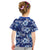 Hawaiian Quilt Pattern Kid T Shirt Hibiscus and Tribal Element Vintage Blue Vibe LT03 - Polynesian Pride