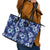 Hawaiian Quilt Pattern Leather Tote Bag Hibiscus and Tribal Element Vintage Blue Vibe LT03 - Polynesian Pride