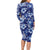 Hawaiian Quilt Pattern Long Sleeve Bodycon Dress Hibiscus and Tribal Element Vintage Blue Vibe LT03 - Polynesian Pride