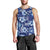 Hawaiian Quilt Pattern Men Tank Top Hibiscus and Tribal Element Vintage Blue Vibe LT03 - Polynesian Pride