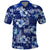 Hawaiian Quilt Pattern Polo Shirt Hibiscus and Tribal Element Vintage Blue Vibe LT03 Blue - Polynesian Pride