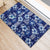 Hawaiian Quilt Pattern Rubber Doormat Hibiscus and Tribal Element Vintage Blue Vibe LT03 - Polynesian Pride