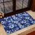 Hawaiian Quilt Pattern Rubber Doormat Hibiscus and Tribal Element Vintage Blue Vibe LT03 - Polynesian Pride