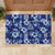 Hawaiian Quilt Pattern Rubber Doormat Hibiscus and Tribal Element Vintage Blue Vibe LT03 - Polynesian Pride