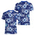 Hawaiian Quilt Pattern Women V Neck T Shirt Hibiscus and Tribal Element Vintage Blue Vibe LT03 - Polynesian Pride