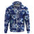 Hawaiian Quilt Pattern Zip Hoodie Hibiscus and Tribal Element Vintage Blue Vibe LT03 Zip Hoodie Blue - Polynesian Pride