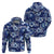 Hawaiian Quilt Pattern Zip Hoodie Hibiscus and Tribal Element Vintage Blue Vibe LT03 - Polynesian Pride