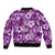 Hawaiian Quilt Pattern Bomber Jacket Hibiscus and Tribal Element Vintage Purple Vibe LT03 - Polynesian Pride