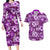 Hawaiian Quilt Pattern Couples Matching Long Sleeve Bodycon Dress and Hawaiian Shirt Hibiscus and Tribal Element Vintage Purple Vibe LT03 Purple - Polynesian Pride