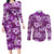 Hawaiian Quilt Pattern Couples Matching Long Sleeve Bodycon Dress and Long Sleeve Button Shirt Hibiscus and Tribal Element Vintage Purple Vibe LT03 Purple - Polynesian Pride