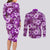 Hawaiian Quilt Pattern Couples Matching Long Sleeve Bodycon Dress and Long Sleeve Button Shirt Hibiscus and Tribal Element Vintage Purple Vibe LT03 - Polynesian Pride