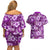 Hawaiian Quilt Pattern Couples Matching Off Shoulder Short Dress and Hawaiian Shirt Hibiscus and Tribal Element Vintage Purple Vibe LT03 - Polynesian Pride