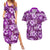 Hawaiian Quilt Pattern Couples Matching Summer Maxi Dress and Hawaiian Shirt Hibiscus and Tribal Element Vintage Purple Vibe LT03 Purple - Polynesian Pride