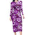 Hawaiian Quilt Pattern Family Matching Long Sleeve Bodycon Dress and Hawaiian Shirt Hibiscus and Tribal Element Vintage Purple Vibe LT03 Mom's Dress Purple - Polynesian Pride