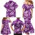 Hawaiian Quilt Pattern Family Matching Mermaid Dress and Hawaiian Shirt Hibiscus and Tribal Element Vintage Purple Vibe LT03 - Polynesian Pride