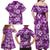 Hawaiian Quilt Pattern Family Matching Off Shoulder Maxi Dress and Hawaiian Shirt Hibiscus and Tribal Element Vintage Purple Vibe LT03 - Polynesian Pride