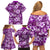 Hawaiian Quilt Pattern Family Matching Off Shoulder Short Dress and Hawaiian Shirt Hibiscus and Tribal Element Vintage Purple Vibe LT03 - Polynesian Pride