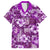 Hawaiian Quilt Pattern Family Matching Puletasi and Hawaiian Shirt Hibiscus and Tribal Element Vintage Purple Vibe LT03 Dad's Shirt - Short Sleeve Purple - Polynesian Pride