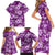 Hawaiian Quilt Pattern Family Matching Short Sleeve Bodycon Dress and Hawaiian Shirt Hibiscus and Tribal Element Vintage Purple Vibe LT03 - Polynesian Pride