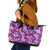 Hawaiian Quilt Pattern Leather Tote Bag Hibiscus and Tribal Element Vintage Purple Vibe LT03 Purple - Polynesian Pride