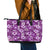 Hawaiian Quilt Pattern Leather Tote Bag Hibiscus and Tribal Element Vintage Purple Vibe LT03 - Polynesian Pride