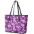 Hawaiian Quilt Pattern Leather Tote Bag Hibiscus and Tribal Element Vintage Purple Vibe LT03 - Polynesian Pride