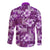 Hawaiian Quilt Pattern Long Sleeve Button Shirt Hibiscus and Tribal Element Vintage Purple Vibe LT03 - Polynesian Pride