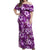 Hawaiian Quilt Pattern Off Shoulder Maxi Dress Hibiscus and Tribal Element Vintage Purple Vibe LT03 Women Purple - Polynesian Pride