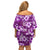 Hawaiian Quilt Pattern Off Shoulder Short Dress Hibiscus and Tribal Element Vintage Purple Vibe LT03 - Polynesian Pride