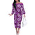 Hawaiian Quilt Pattern Off The Shoulder Long Sleeve Dress Hibiscus and Tribal Element Vintage Purple Vibe LT03 Women Purple - Polynesian Pride