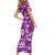 Hawaiian Quilt Pattern Short Sleeve Bodycon Dress Hibiscus and Tribal Element Vintage Purple Vibe LT03 - Polynesian Pride