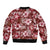 Hawaiian Quilt Pattern Bomber Jacket Hibiscus and Tribal Element Vintage Red Vibe LT03 - Polynesian Pride