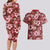 Hawaiian Quilt Pattern Couples Matching Long Sleeve Bodycon Dress and Hawaiian Shirt Hibiscus and Tribal Element Vintage Red Vibe LT03 - Polynesian Pride