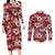 Hawaiian Quilt Pattern Couples Matching Long Sleeve Bodycon Dress and Long Sleeve Button Shirt Hibiscus and Tribal Element Vintage Red Vibe LT03 Red - Polynesian Pride