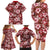 Hawaiian Quilt Pattern Family Matching Long Sleeve Bodycon Dress and Hawaiian Shirt Hibiscus and Tribal Element Vintage Red Vibe LT03 - Polynesian Pride