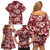 Hawaiian Quilt Pattern Family Matching Off Shoulder Short Dress and Hawaiian Shirt Hibiscus and Tribal Element Vintage Red Vibe LT03 - Polynesian Pride