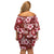 Hawaiian Quilt Pattern Family Matching Off Shoulder Short Dress and Hawaiian Shirt Hibiscus and Tribal Element Vintage Red Vibe LT03 - Polynesian Pride