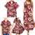 Hawaiian Quilt Pattern Family Matching Summer Maxi Dress and Hawaiian Shirt Hibiscus and Tribal Element Vintage Red Vibe LT03 - Polynesian Pride