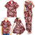 Hawaiian Quilt Pattern Family Matching Tank Maxi Dress and Hawaiian Shirt Hibiscus and Tribal Element Vintage Red Vibe LT03 - Polynesian Pride