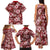 Hawaiian Quilt Pattern Family Matching Tank Maxi Dress and Hawaiian Shirt Hibiscus and Tribal Element Vintage Red Vibe LT03 - Polynesian Pride