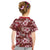 Hawaiian Quilt Pattern Kid T Shirt Hibiscus and Tribal Element Vintage Red Vibe LT03 - Polynesian Pride