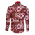 Hawaiian Quilt Pattern Long Sleeve Button Shirt Hibiscus and Tribal Element Vintage Red Vibe LT03 - Polynesian Pride